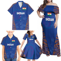 Custom Indian Bengal Tiger Cricket Family Matching Off Shoulder Maxi Dress and Hawaiian Shirt