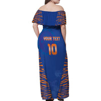 Custom Indian Bengal Tiger Cricket Family Matching Off Shoulder Maxi Dress and Hawaiian Shirt