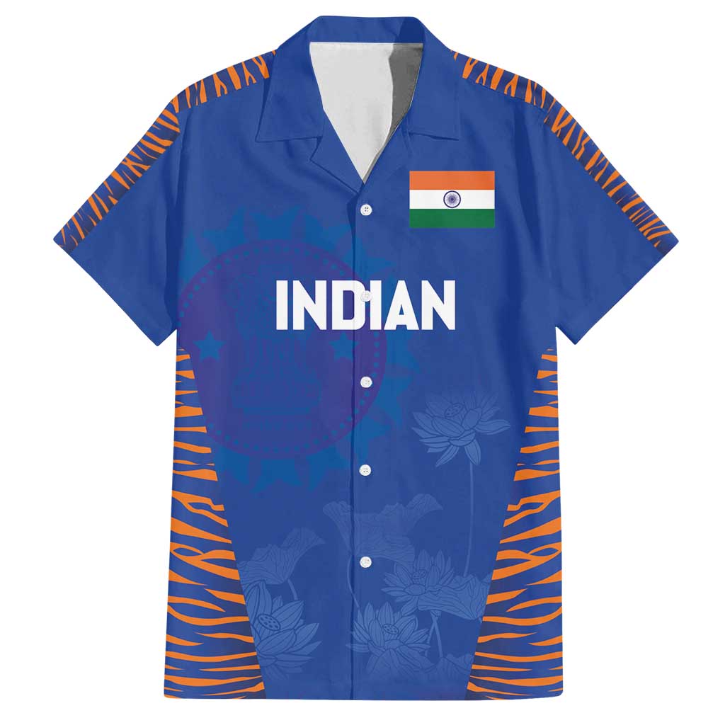 Custom Indian Bengal Tiger Cricket Family Matching Puletasi and Hawaiian Shirt