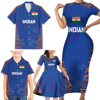 Custom Indian Bengal Tiger Cricket Family Matching Short Sleeve Bodycon Dress and Hawaiian Shirt