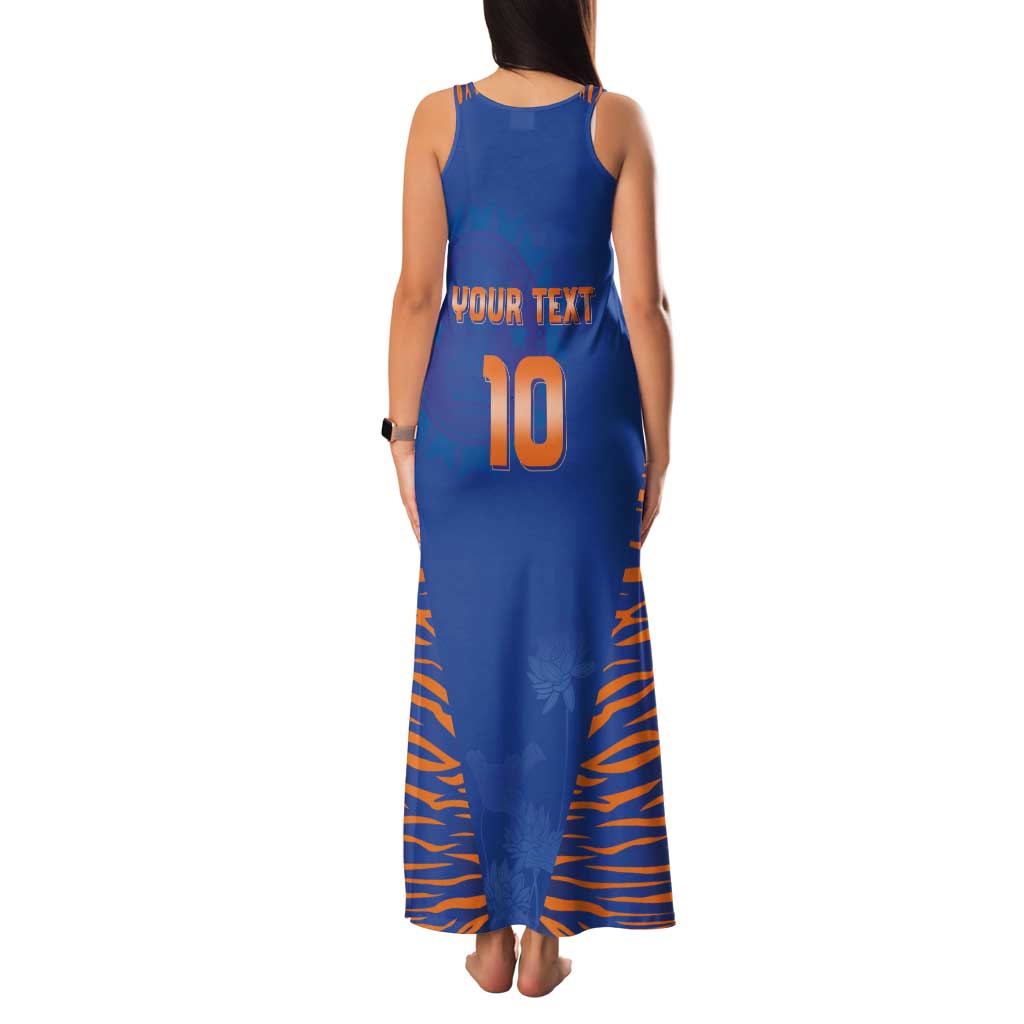 Custom Indian Bengal Tiger Cricket Family Matching Tank Maxi Dress and Hawaiian Shirt