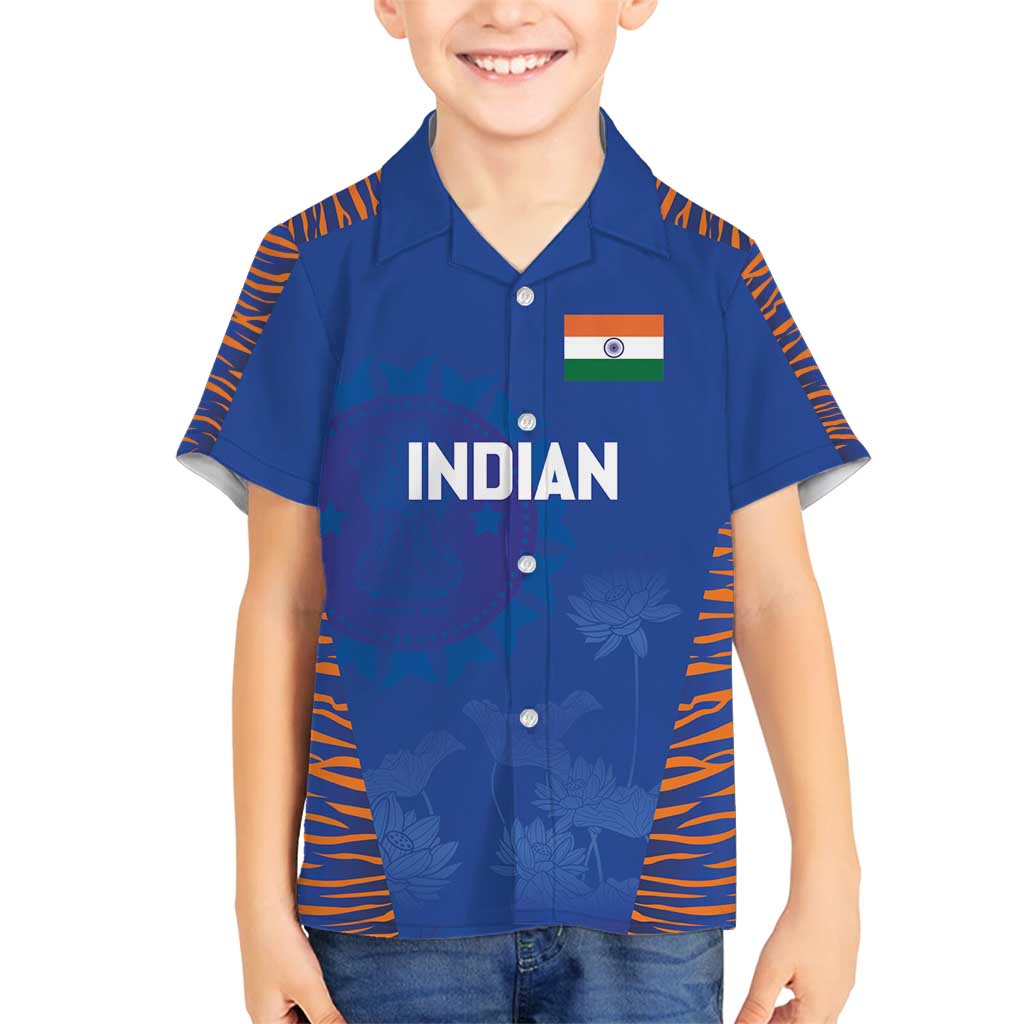 Custom Indian Bengal Tiger Cricket Family Matching Tank Maxi Dress and Hawaiian Shirt