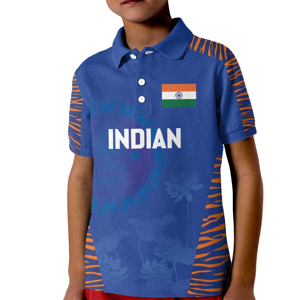 Custom Indian Bengal Tiger Cricket Kid Polo Shirt