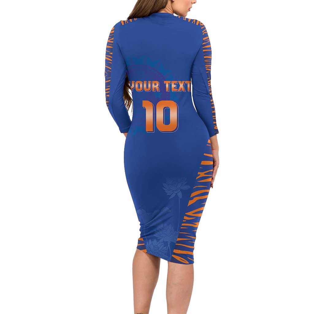 Custom Indian Bengal Tiger Cricket Long Sleeve Bodycon Dress