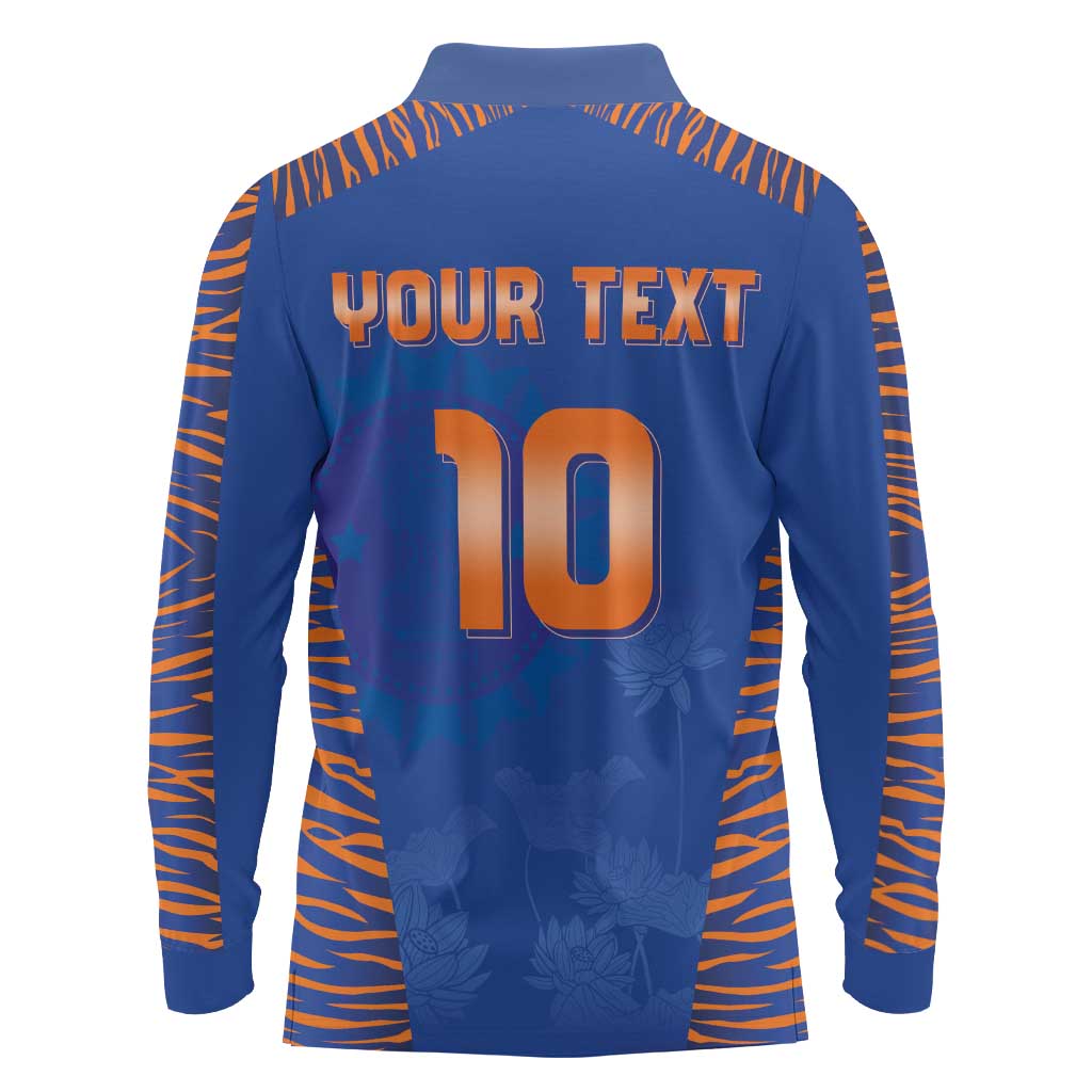 Custom Indian Bengal Tiger Cricket Long Sleeve Polo Shirt