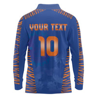 Custom Indian Bengal Tiger Cricket Long Sleeve Polo Shirt