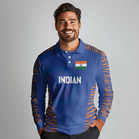 Custom Indian Bengal Tiger Cricket Long Sleeve Polo Shirt