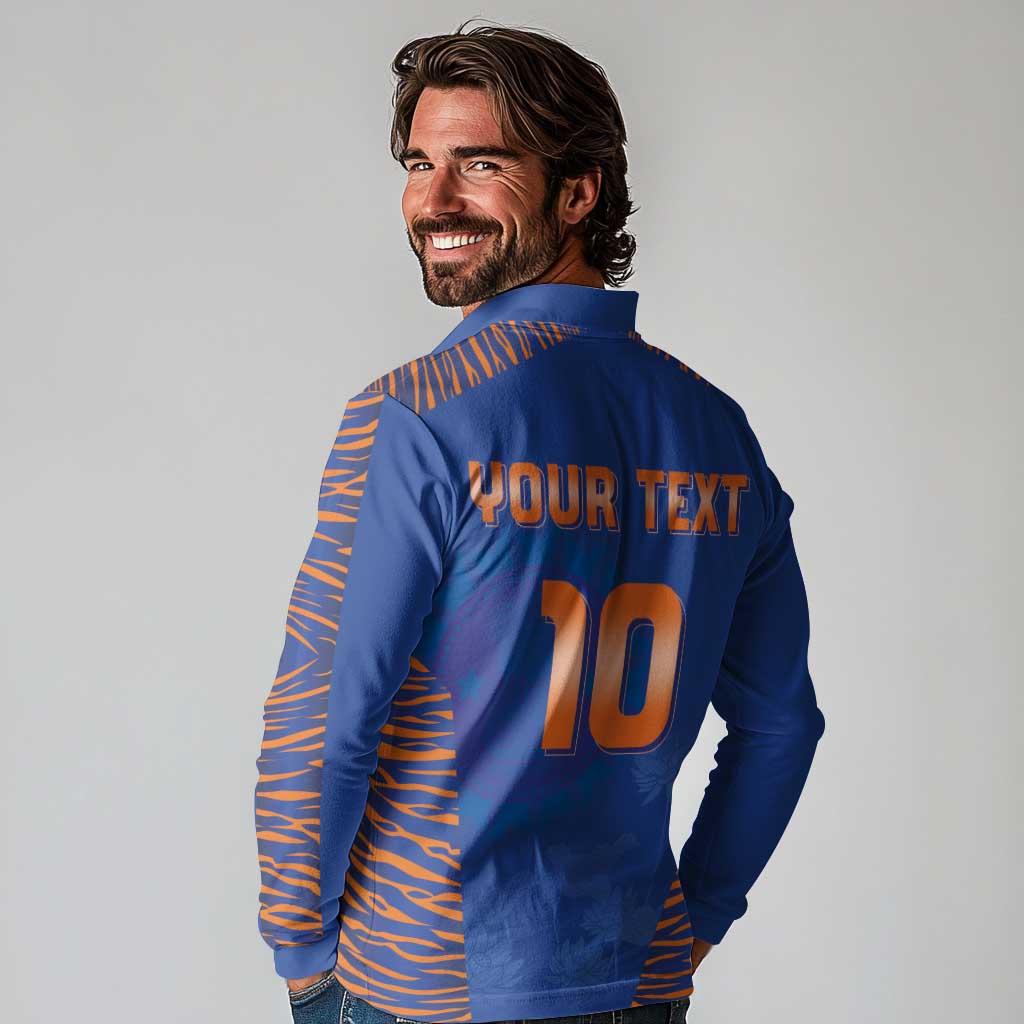 Custom Indian Bengal Tiger Cricket Long Sleeve Polo Shirt