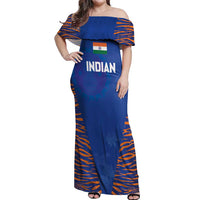 Custom Indian Bengal Tiger Cricket Off Shoulder Maxi Dress