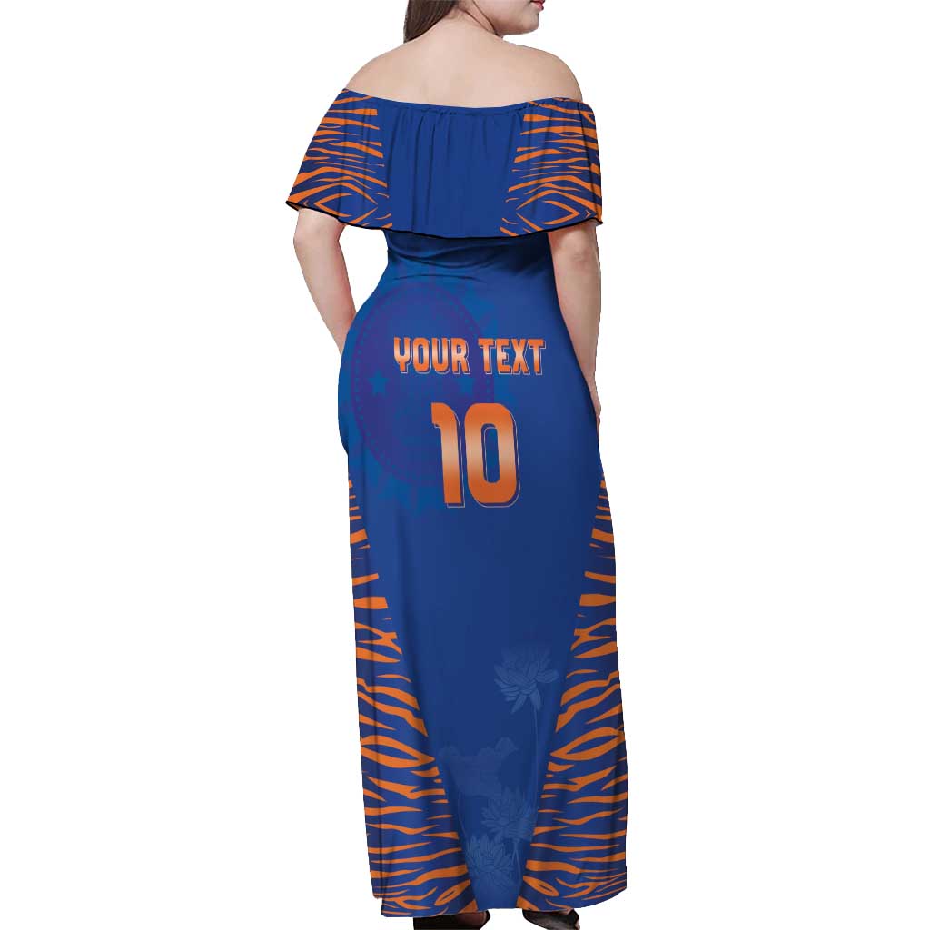 Custom Indian Bengal Tiger Cricket Off Shoulder Maxi Dress