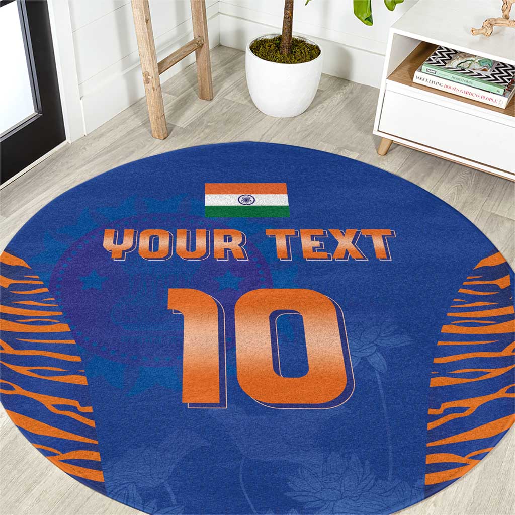 Custom Indian Bengal Tiger Cricket Round Carpet