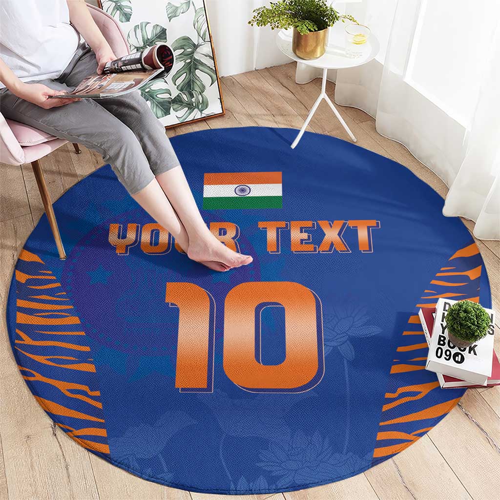 Custom Indian Bengal Tiger Cricket Round Carpet