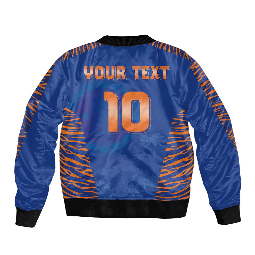 Custom Indian Bengal Tiger Cricket Sleeve Zip Bomber Jacket