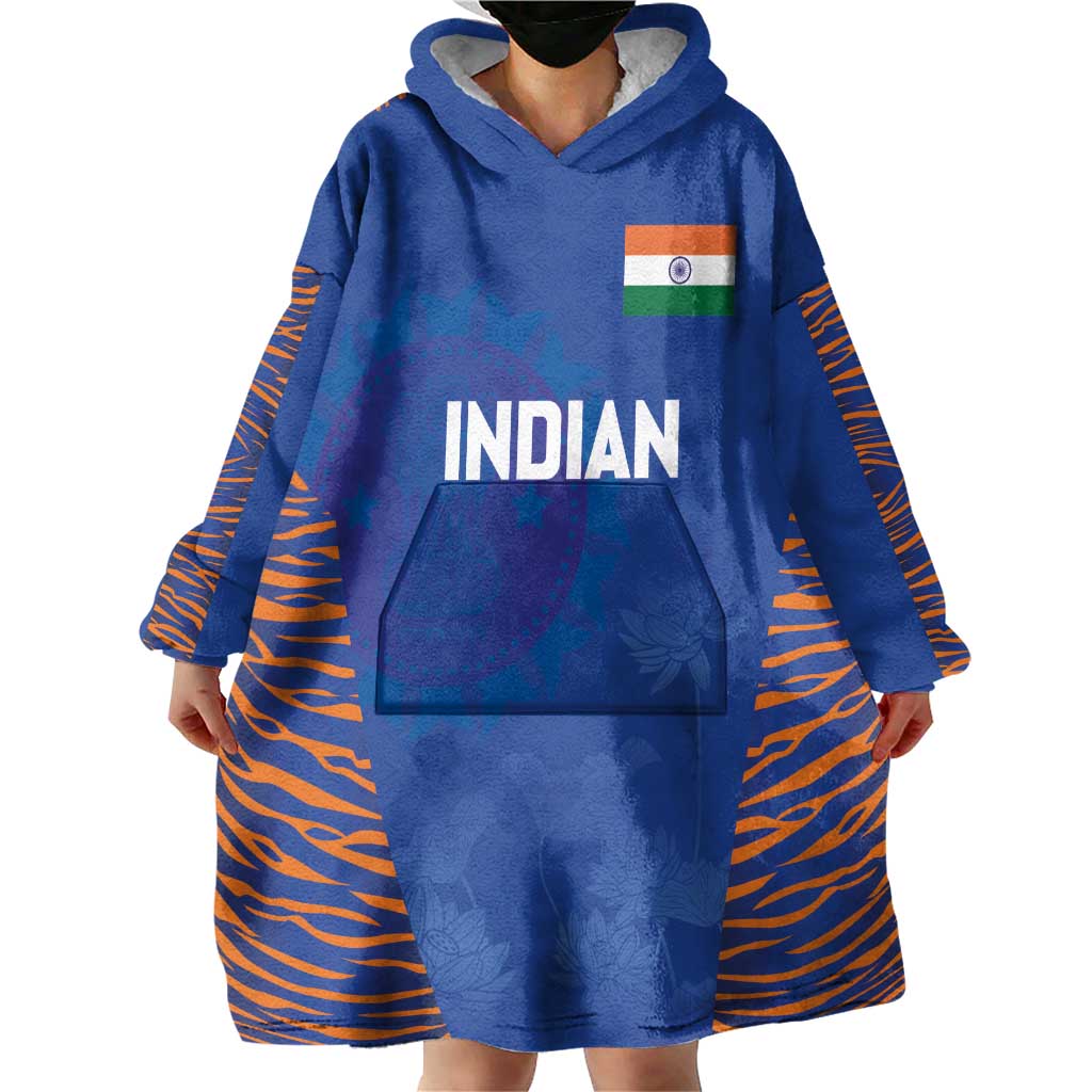 Custom Indian Bengal Tiger Cricket Wearable Blanket Hoodie