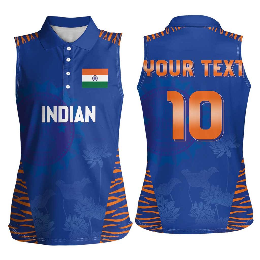 Custom Indian Bengal Tiger Cricket Women Sleeveless Polo Shirt