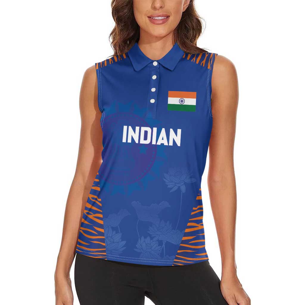 Custom Indian Bengal Tiger Cricket Women Sleeveless Polo Shirt