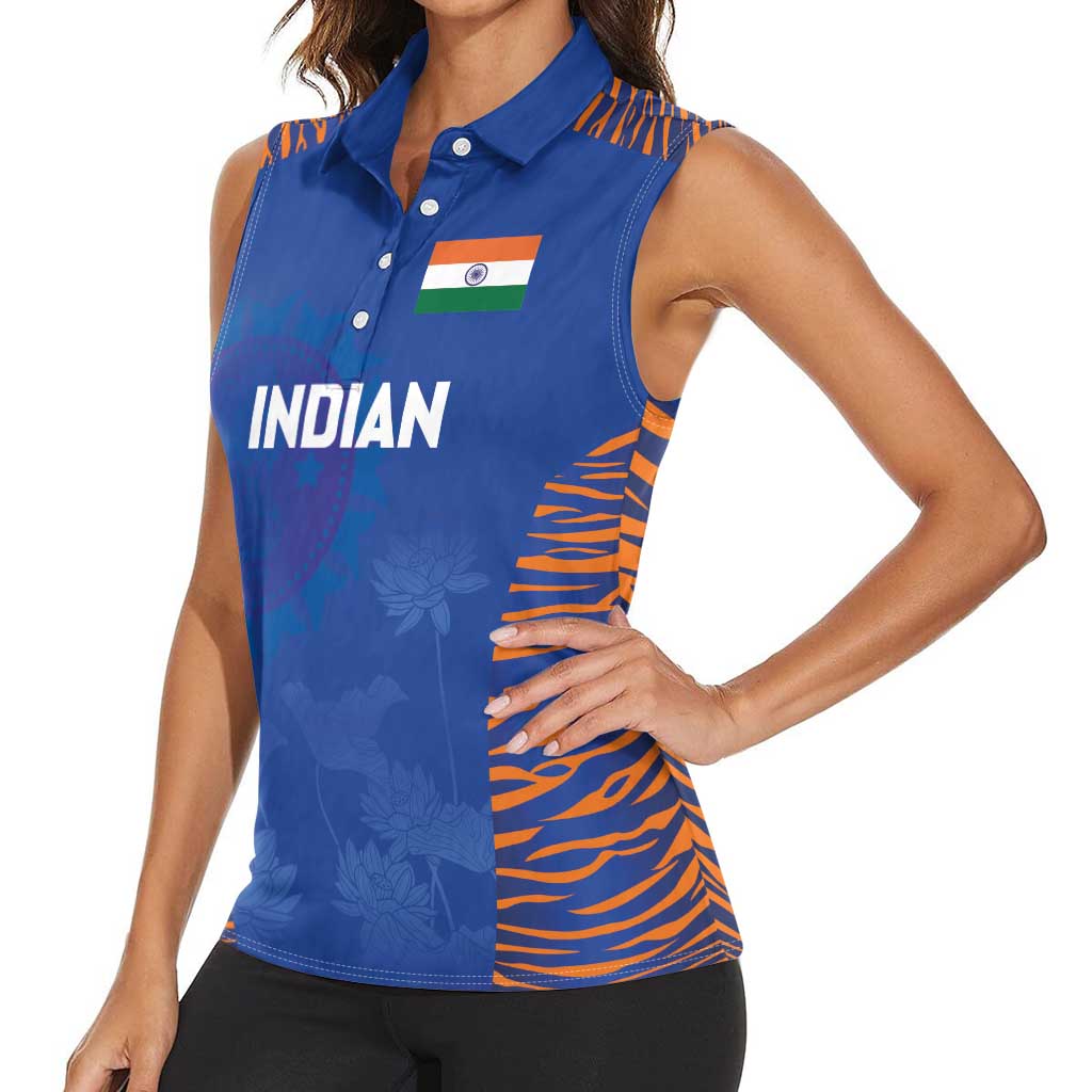 Custom Indian Bengal Tiger Cricket Women Sleeveless Polo Shirt