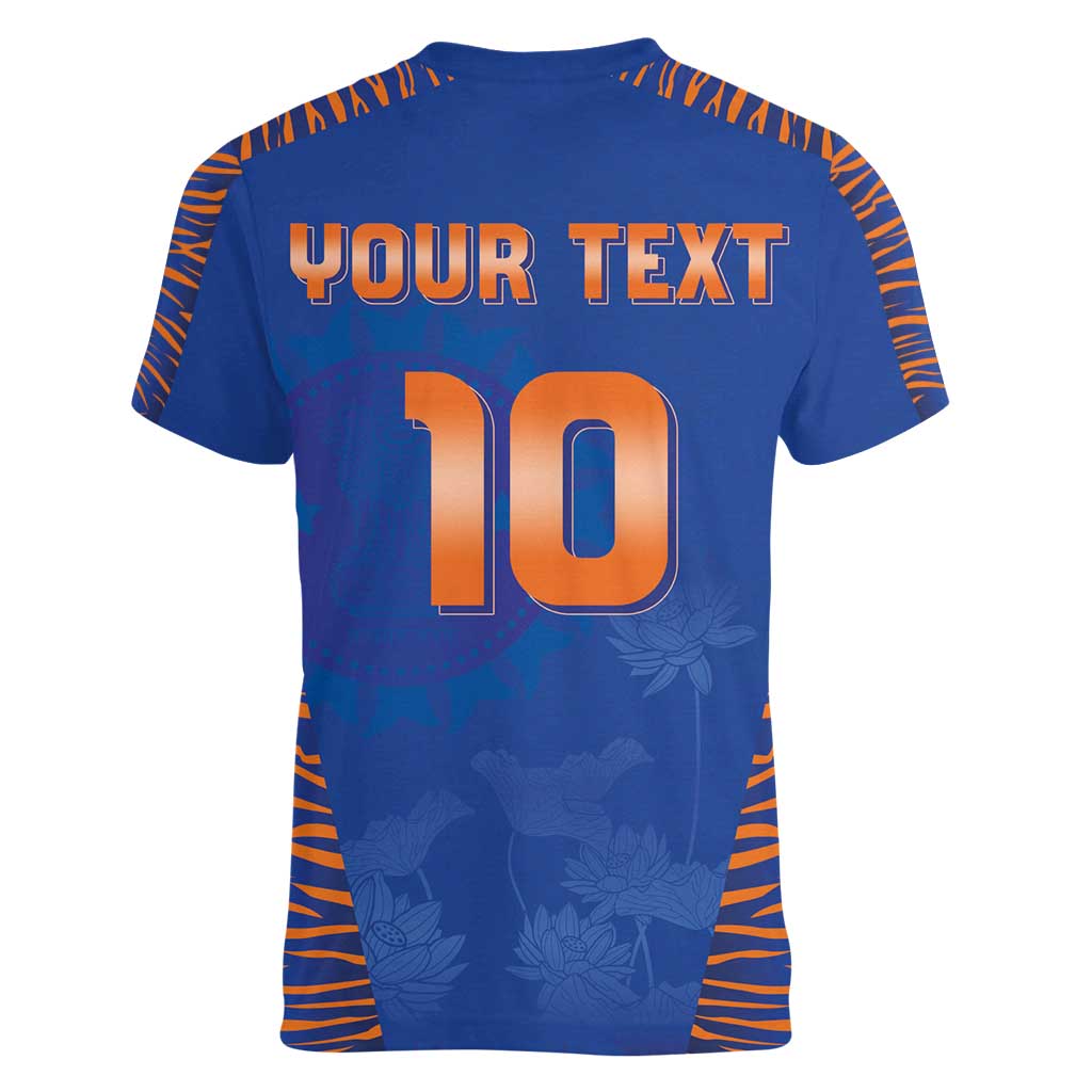 Custom Indian Bengal Tiger Cricket Women V-Neck T-Shirt
