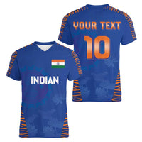 Custom Indian Bengal Tiger Cricket Women V-Neck T-Shirt