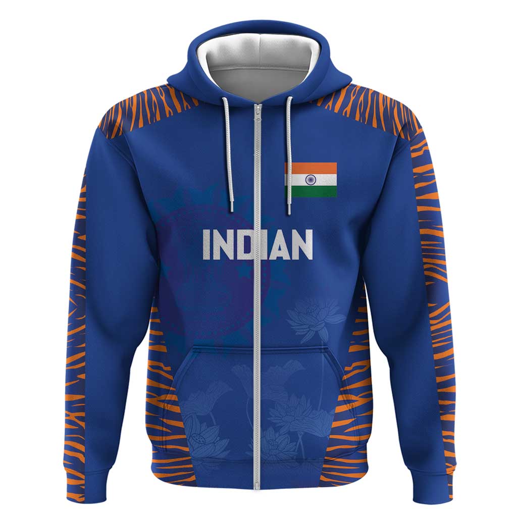Custom Indian Bengal Tiger Cricket Zip Hoodie