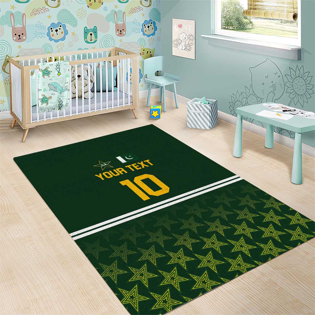 Custom Pakistan Men in Green Cricket-The Super Stars Area Rug