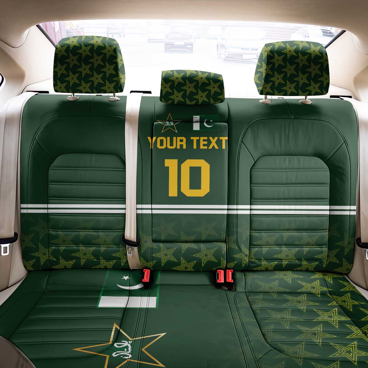 Custom Pakistan Men in Green Cricket-The Super Stars Back Car Seat Cover