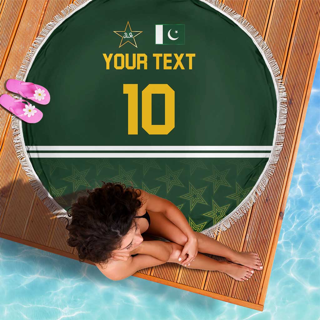 Custom Pakistan Men in Green Cricket-The Super Stars Beach Blanket