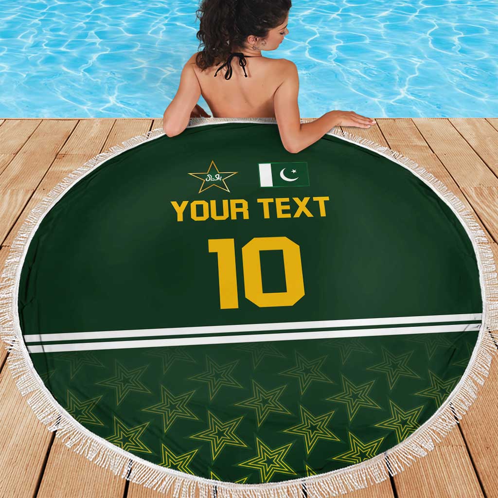 Custom Pakistan Men in Green Cricket-The Super Stars Beach Blanket