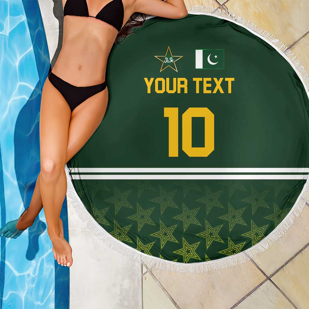 Custom Pakistan Men in Green Cricket-The Super Stars Beach Blanket