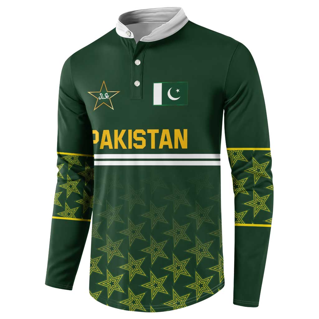 Custom Pakistan Men in Green Cricket-The Super Stars Button Sweatshirt