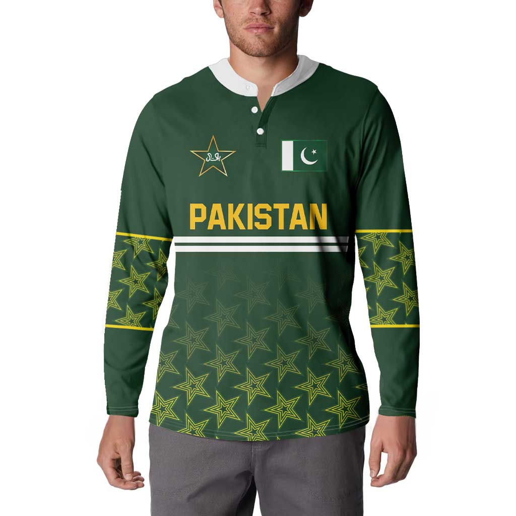 Custom Pakistan Men in Green Cricket-The Super Stars Button Sweatshirt
