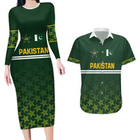 Custom Pakistan Men in Green Cricket-The Super Stars Couples Matching Long Sleeve Bodycon Dress and Hawaiian Shirt