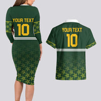 Custom Pakistan Men in Green Cricket-The Super Stars Couples Matching Long Sleeve Bodycon Dress and Hawaiian Shirt