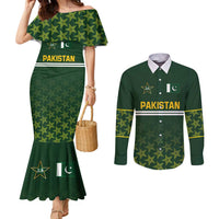 Custom Pakistan Men in Green Cricket-The Super Stars Couples Matching Mermaid Dress and Long Sleeve Button Shirt