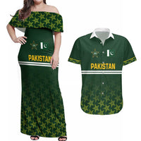 Custom Pakistan Men in Green Cricket-The Super Stars Couples Matching Off Shoulder Maxi Dress and Hawaiian Shirt