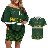 Custom Pakistan Men in Green Cricket-The Super Stars Couples Matching Off Shoulder Short Dress and Hawaiian Shirt
