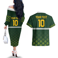 Custom Pakistan Men in Green Cricket-The Super Stars Couples Matching Off The Shoulder Long Sleeve Dress and Hawaiian Shirt