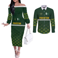 Custom Pakistan Men in Green Cricket-The Super Stars Couples Matching Off The Shoulder Long Sleeve Dress and Long Sleeve Button Shirt