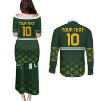 Custom Pakistan Men in Green Cricket-The Super Stars Couples Matching Puletasi and Long Sleeve Button Shirt