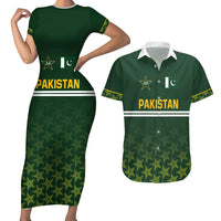 Custom Pakistan Men in Green Cricket-The Super Stars Couples Matching Short Sleeve Bodycon Dress and Hawaiian Shirt