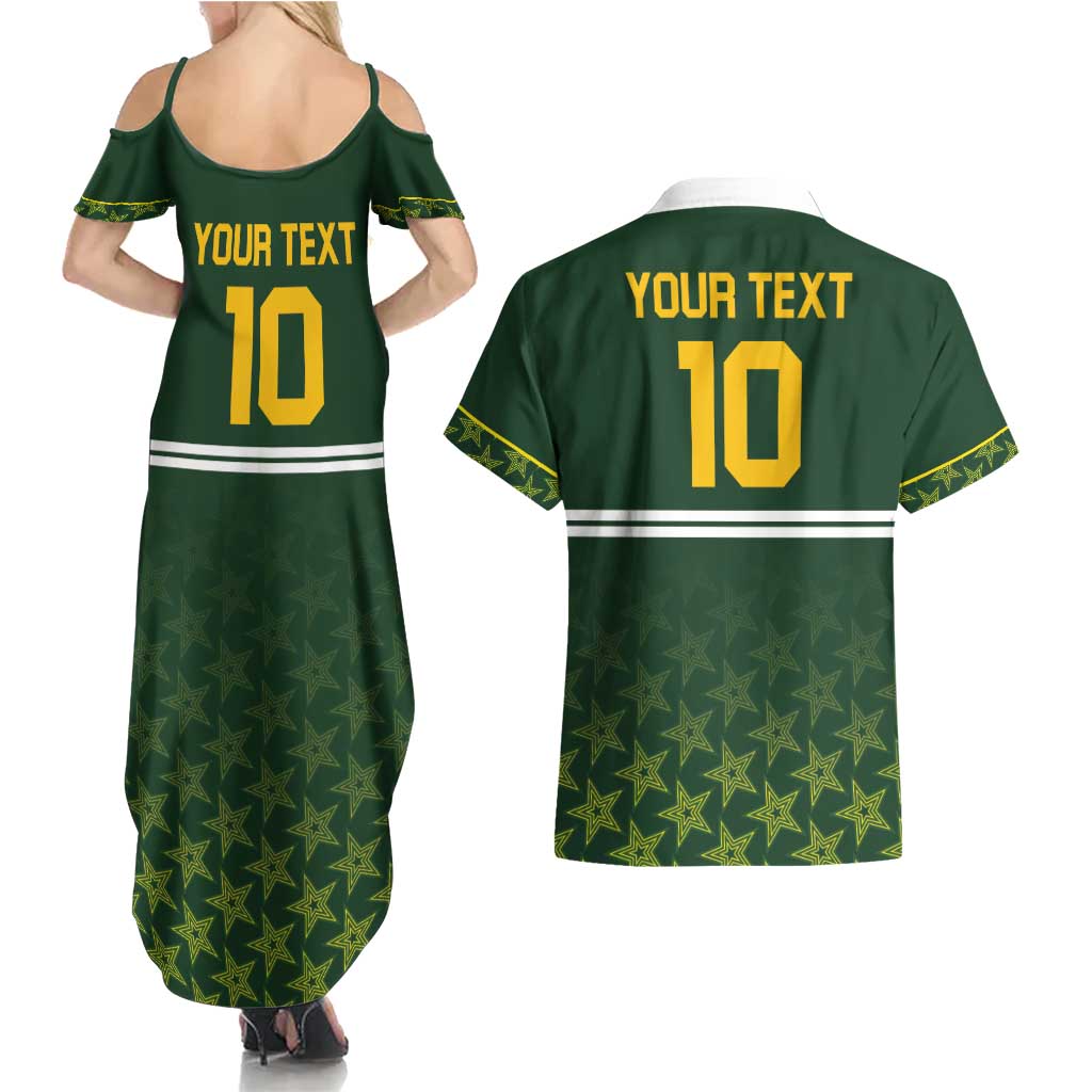 Custom Pakistan Men in Green Cricket-The Super Stars Couples Matching Summer Maxi Dress and Hawaiian Shirt