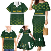 Custom Pakistan Men in Green Cricket-The Super Stars Family Matching Mermaid Dress and Hawaiian Shirt