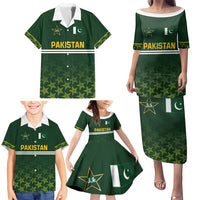 Custom Pakistan Men in Green Cricket-The Super Stars Family Matching Puletasi and Hawaiian Shirt