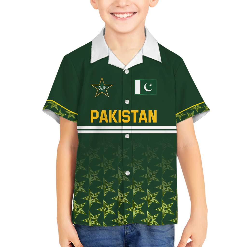 Custom Pakistan Men in Green Cricket-The Super Stars Family Matching Puletasi and Hawaiian Shirt
