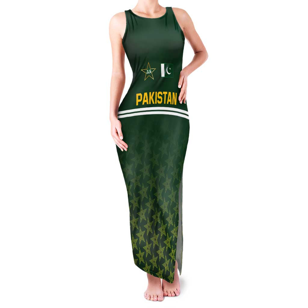 Custom Pakistan Men in Green Cricket-The Super Stars Family Matching Tank Maxi Dress and Hawaiian Shirt