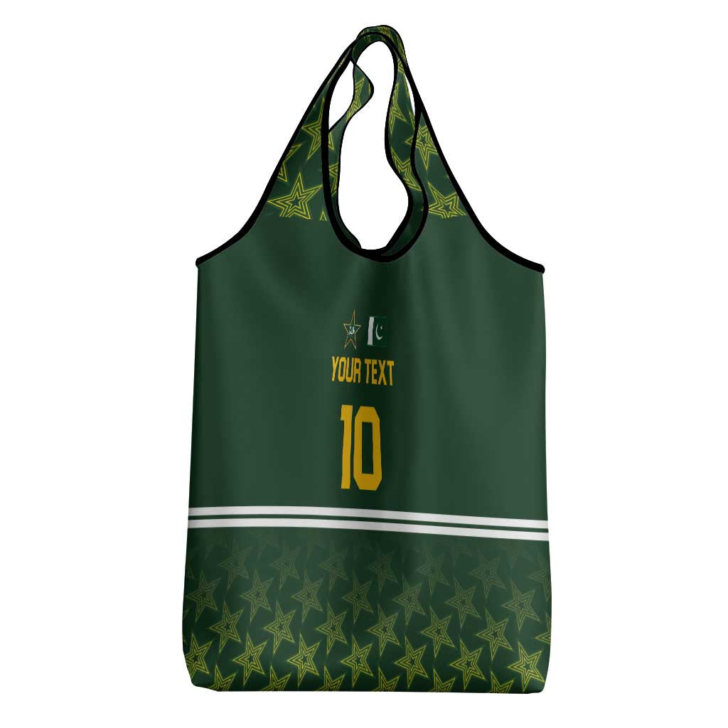 Custom Pakistan Men in Green Cricket-The Super Stars Grocery Bag