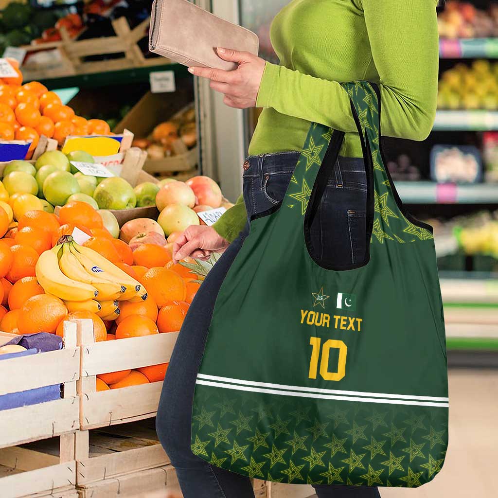 Custom Pakistan Men in Green Cricket-The Super Stars Grocery Bag