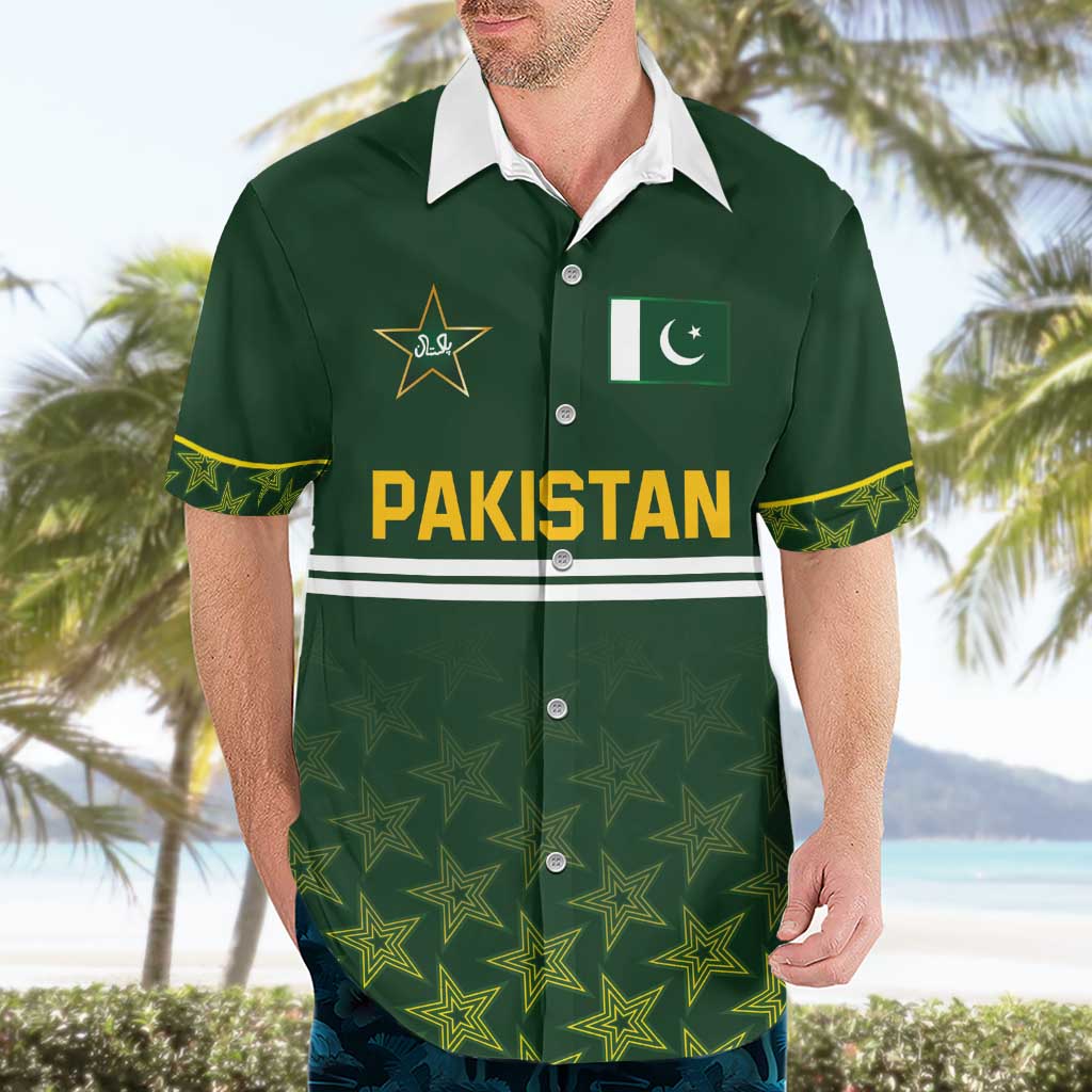Custom Pakistan Men in Green Cricket-The Super Stars Hawaiian Shirt