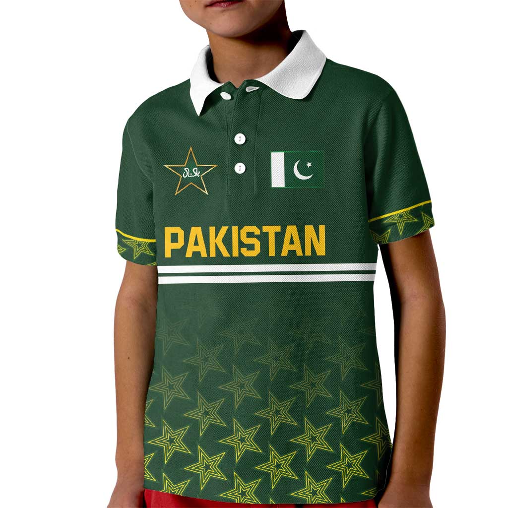 Custom Pakistan Men in Green Cricket-The Super Stars Kid Polo Shirt