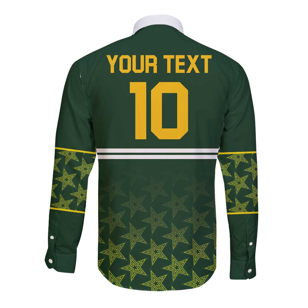 Custom Pakistan Men in Green Cricket-The Super Stars Long Sleeve Button Shirt